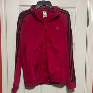 Adidas Pink Track Jacket with Black Stripes